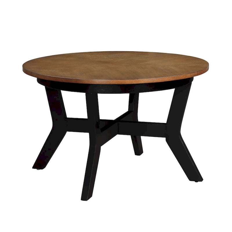 32inch runder Couchtisch aus Holz für das Wohnzimmer, runder Couchtisch aus Holz im Mid-Century-Bauernhausstil für Wohnungen, einfache Montage