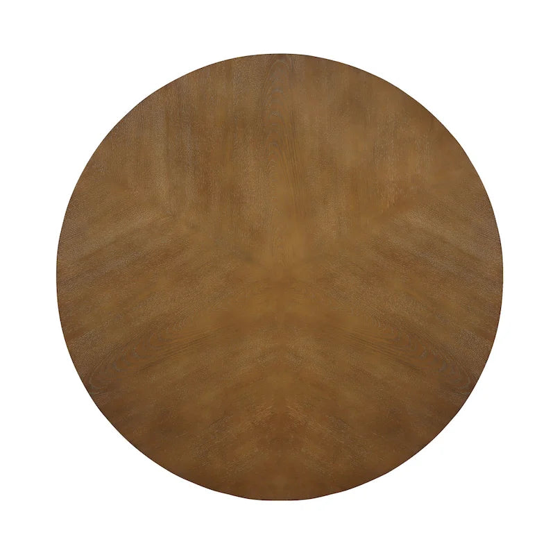32inch runder Couchtisch aus Holz für das Wohnzimmer, runder Couchtisch aus Holz im Mid-Century-Bauernhausstil für Wohnungen, einfache Montage