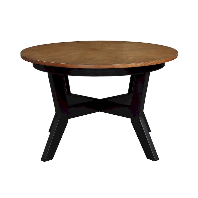 32inch runder Couchtisch aus Holz für das Wohnzimmer, runder Couchtisch aus Holz im Mid-Century-Bauernhausstil für Wohnungen, einfache Montage