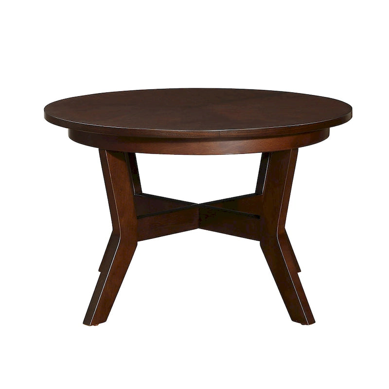 32inch runder Couchtisch aus Holz für das Wohnzimmer, runder Couchtisch aus Holz im Mid-Century-Bauernhausstil für Wohnungen, einfache Montage