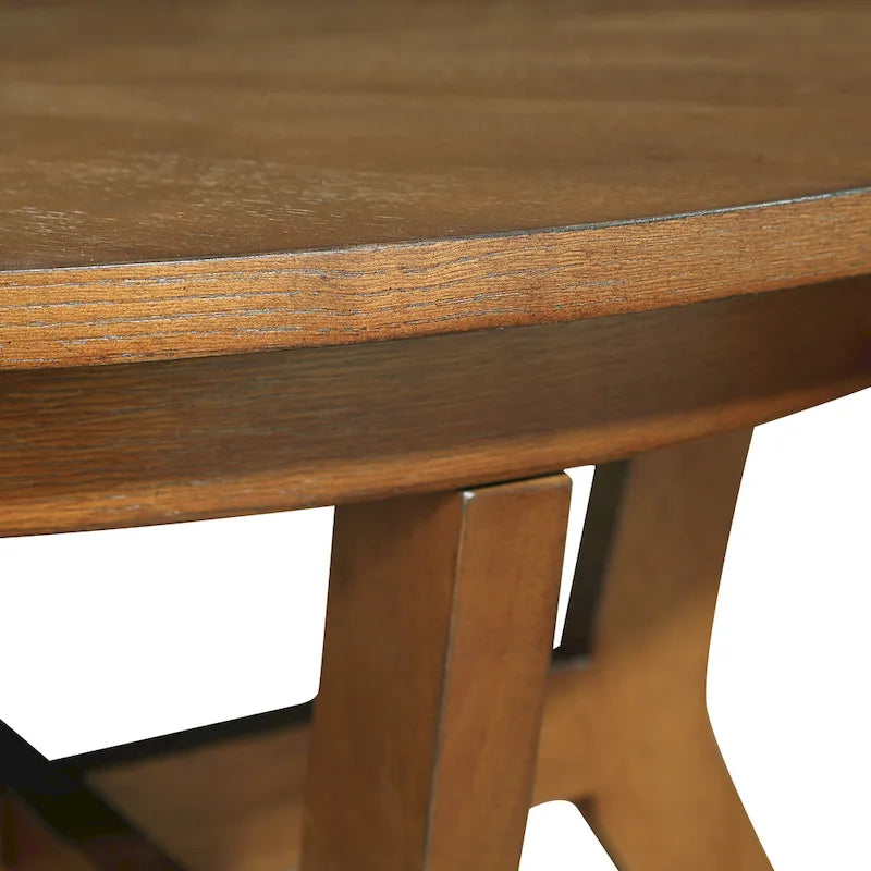 32inch runder Couchtisch aus Holz für das Wohnzimmer, runder Couchtisch aus Holz im Mid-Century-Bauernhausstil für Wohnungen, einfache Montage
