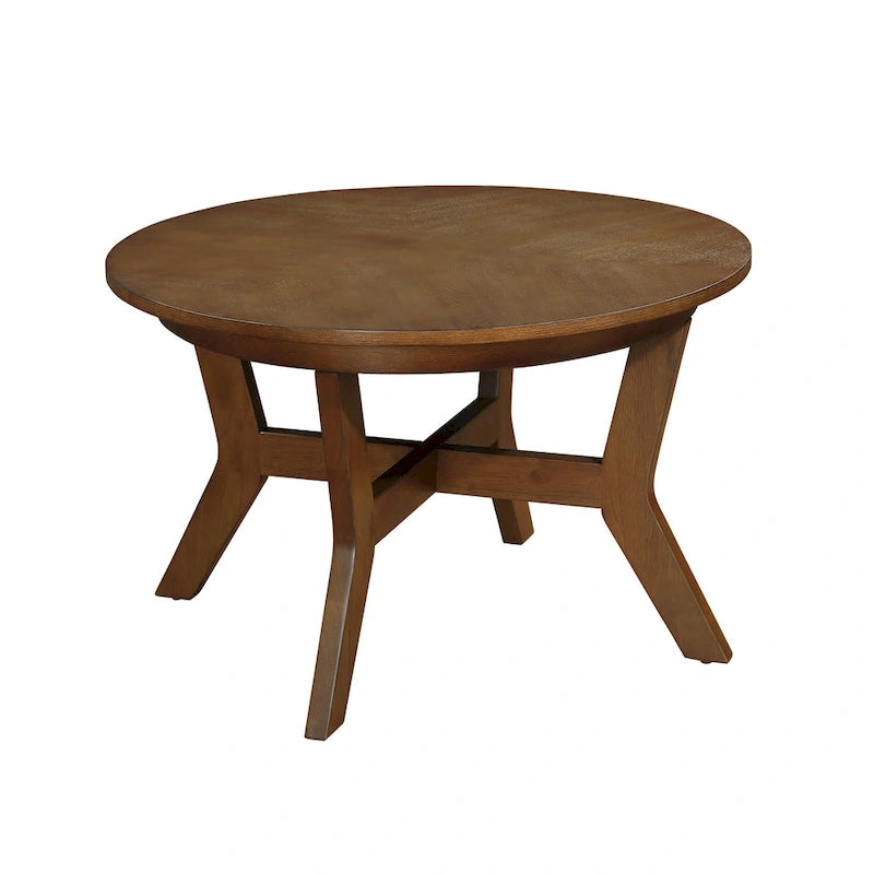 32inch runder Couchtisch aus Holz für das Wohnzimmer, runder Couchtisch aus Holz im Mid-Century-Bauernhausstil für Wohnungen, einfache Montage