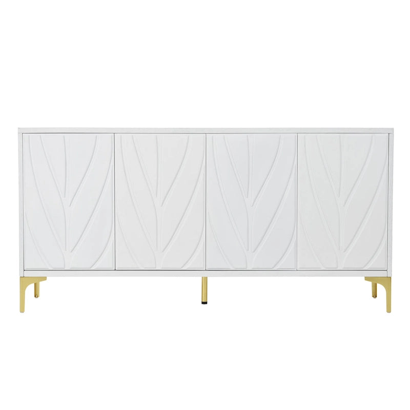 Carved 4-Door Sideboard Buffet Cabinet