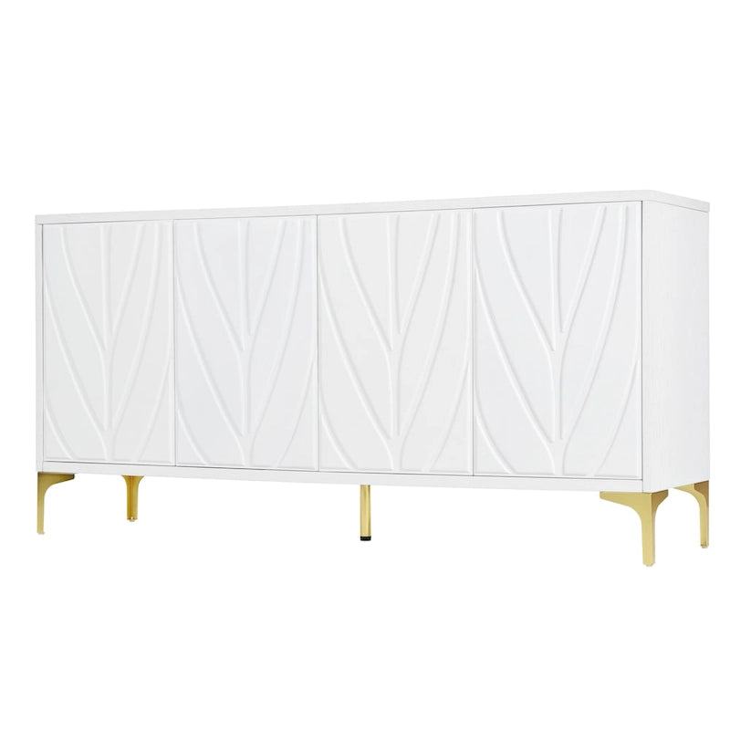 Carved 4-Door Sideboard Buffet Cabinet