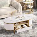 Modern Oval Coffee Table with Drawers for Living Room