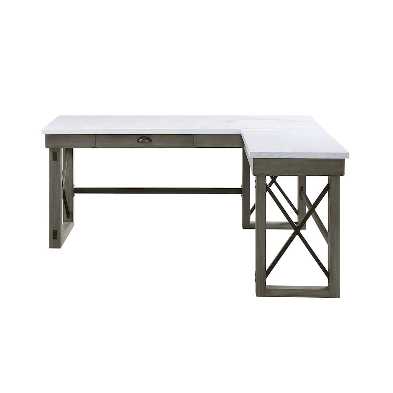 Marble Top Weathered Gray Writing Desk with Lift Top