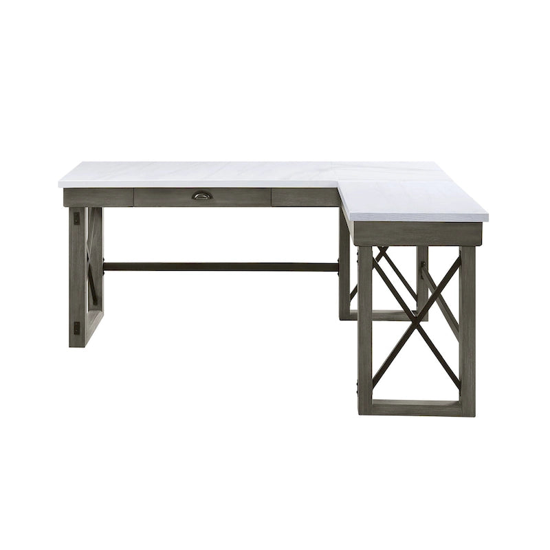Marble Top Weathered Gray Writing Desk with Lift Top