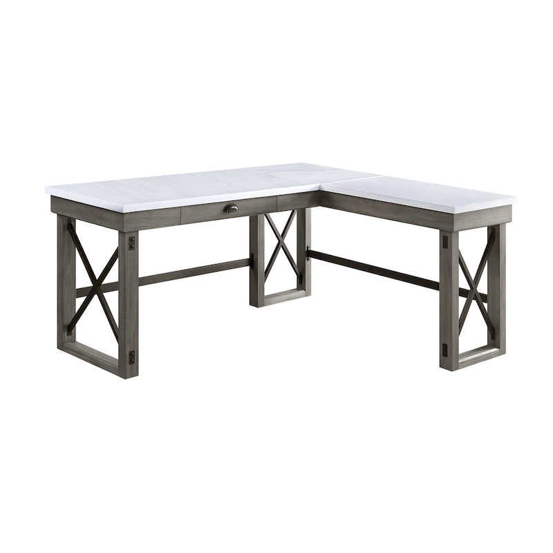 Marble Top Weathered Gray Writing Desk with Lift Top