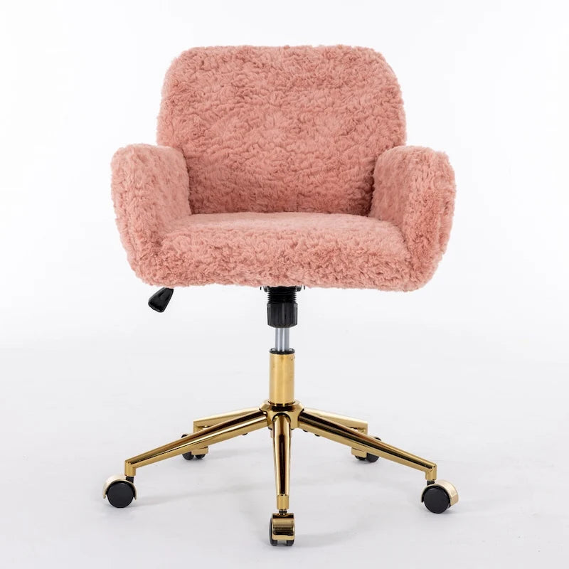 Upholstered Desk Chair with Golden Metal Base