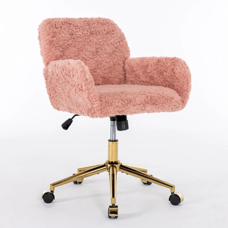 Upholstered Desk Chair with Golden Metal Base