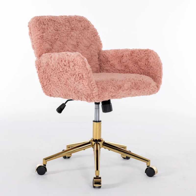 Upholstered Desk Chair with Golden Metal Base