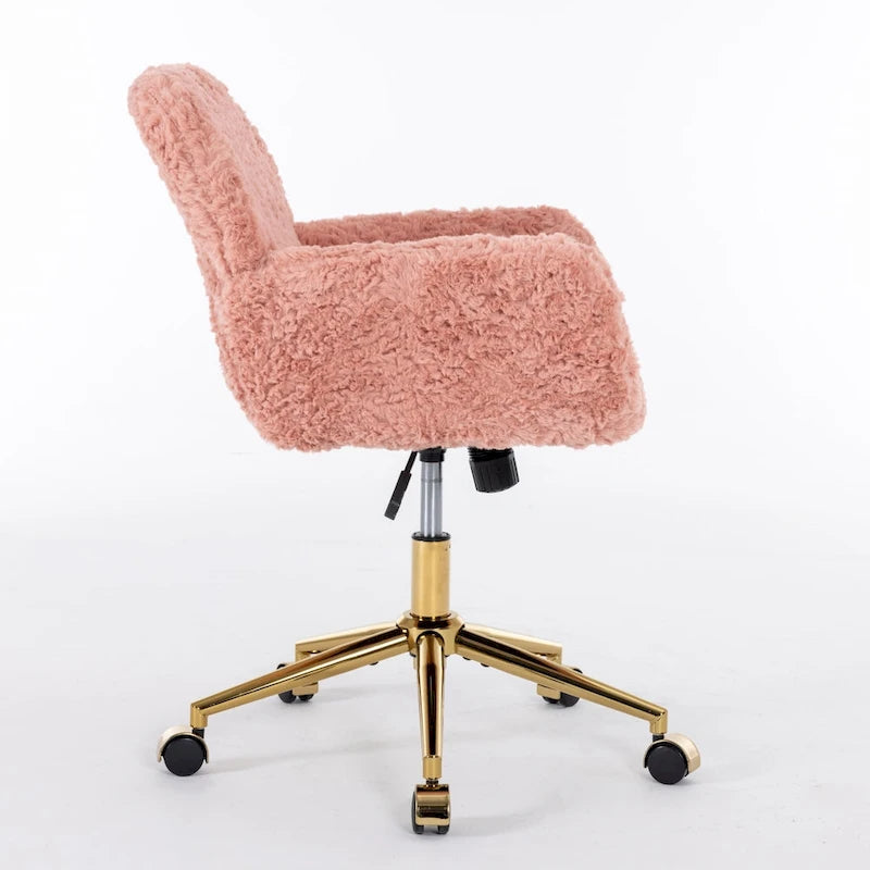 Upholstered Desk Chair with Golden Metal Base