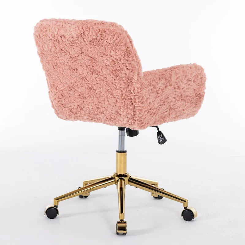 Upholstered Desk Chair with Golden Metal Base