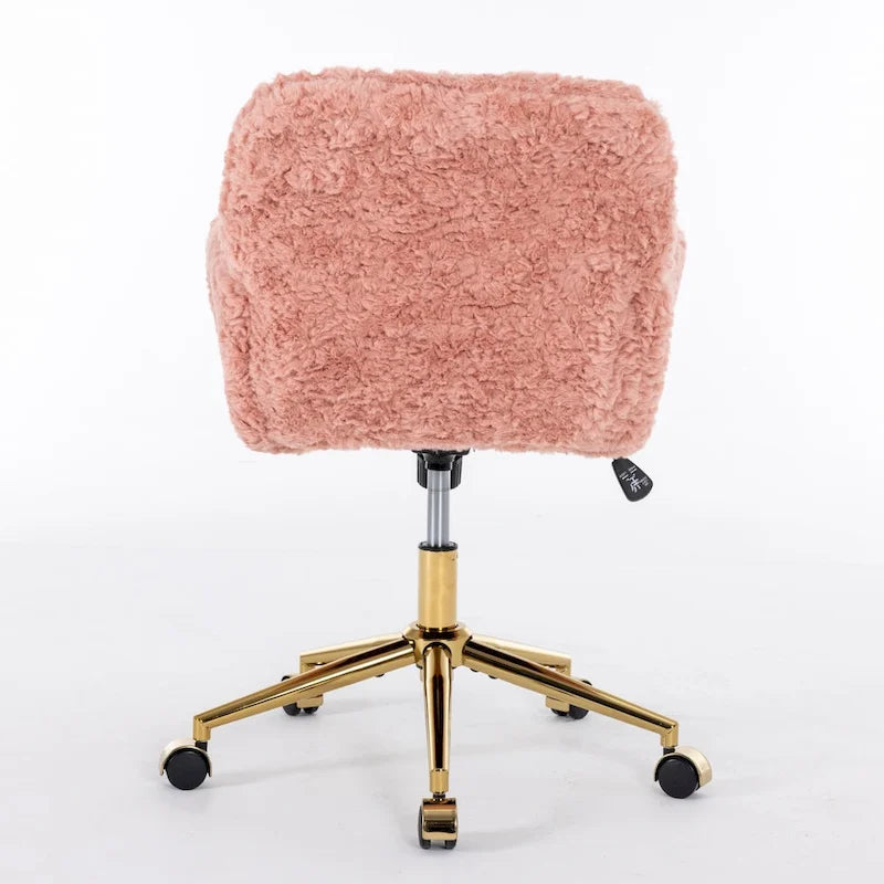 Upholstered Desk Chair with Golden Metal Base