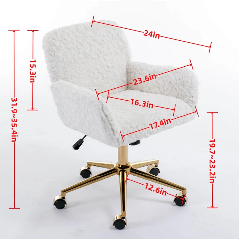 Upholstered Desk Chair with Golden Metal Base