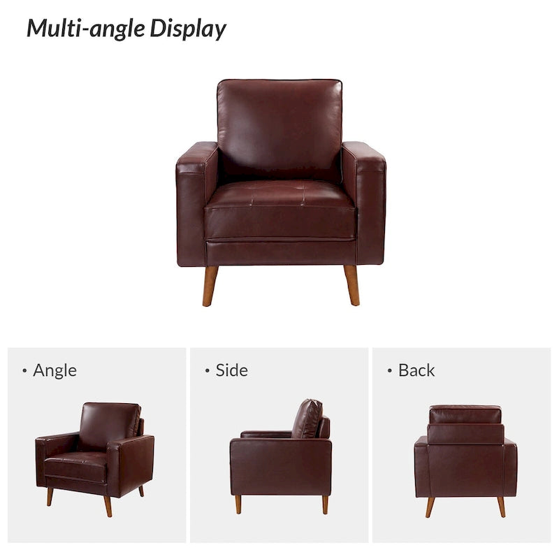 Sessel aus echtem Leder im Mid-Century-Stil (Set aus 2)