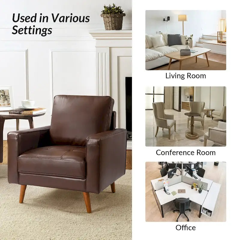Sessel aus echtem Leder im Mid-Century-Stil (Set aus 2)