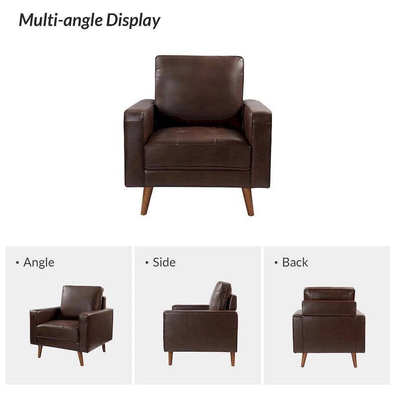 Sessel aus echtem Leder im Mid-Century-Stil (Set aus 2)