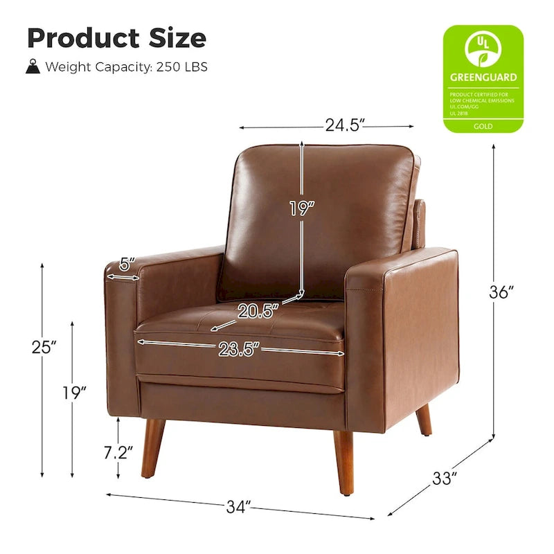 Sessel aus echtem Leder im Mid-Century-Stil (Set aus 2)