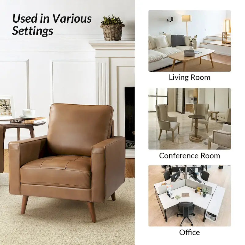 Sessel aus echtem Leder im Mid-Century-Stil (Set aus 2)