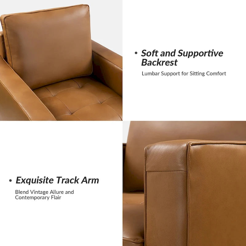 Sessel aus echtem Leder im Mid-Century-Stil (Set aus 2)