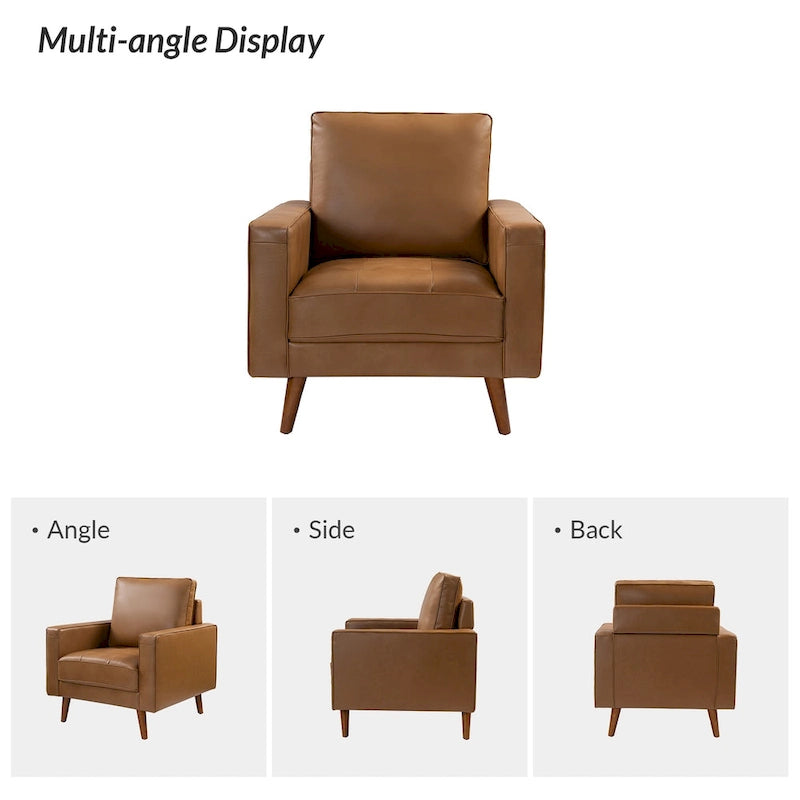 Sessel aus echtem Leder im Mid-Century-Stil (Set aus 2)