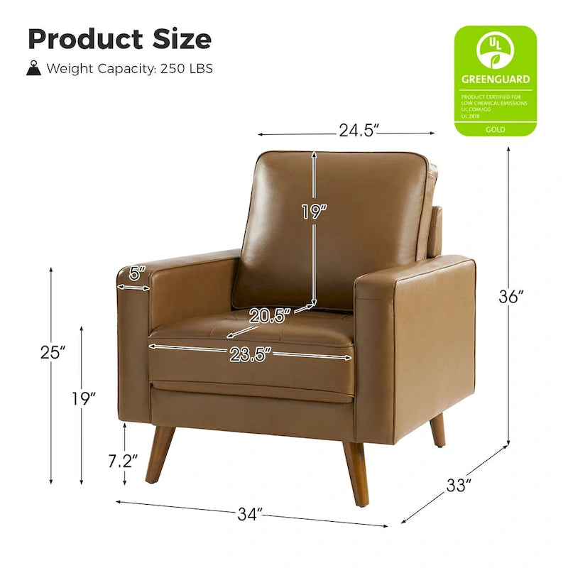 Sessel aus echtem Leder im Mid-Century-Stil (Set aus 2)