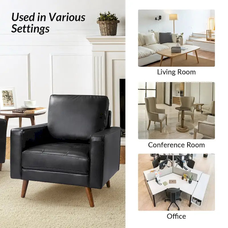 Sessel aus echtem Leder im Mid-Century-Stil (Set aus 2)