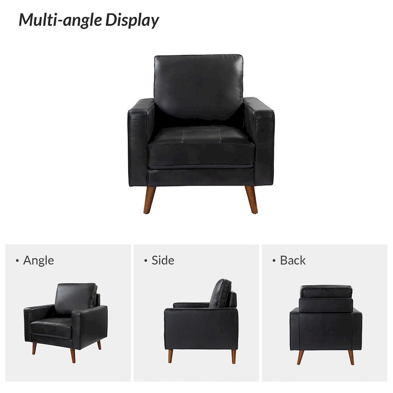 Sessel aus echtem Leder im Mid-Century-Stil (Set aus 2)