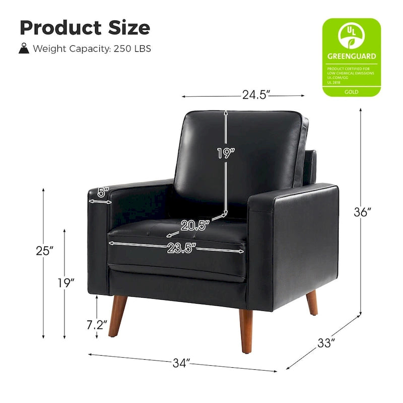 Sessel aus echtem Leder im Mid-Century-Stil (Set aus 2)