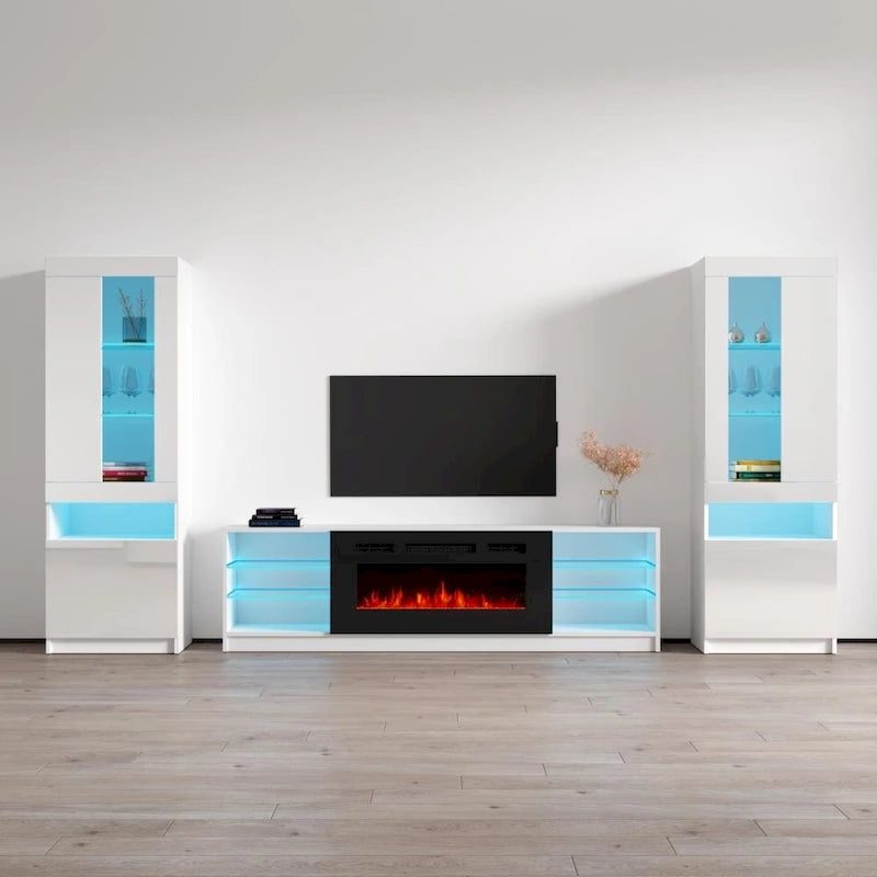 Electric Fireplace Modern Wall Unit Entertainment Center
