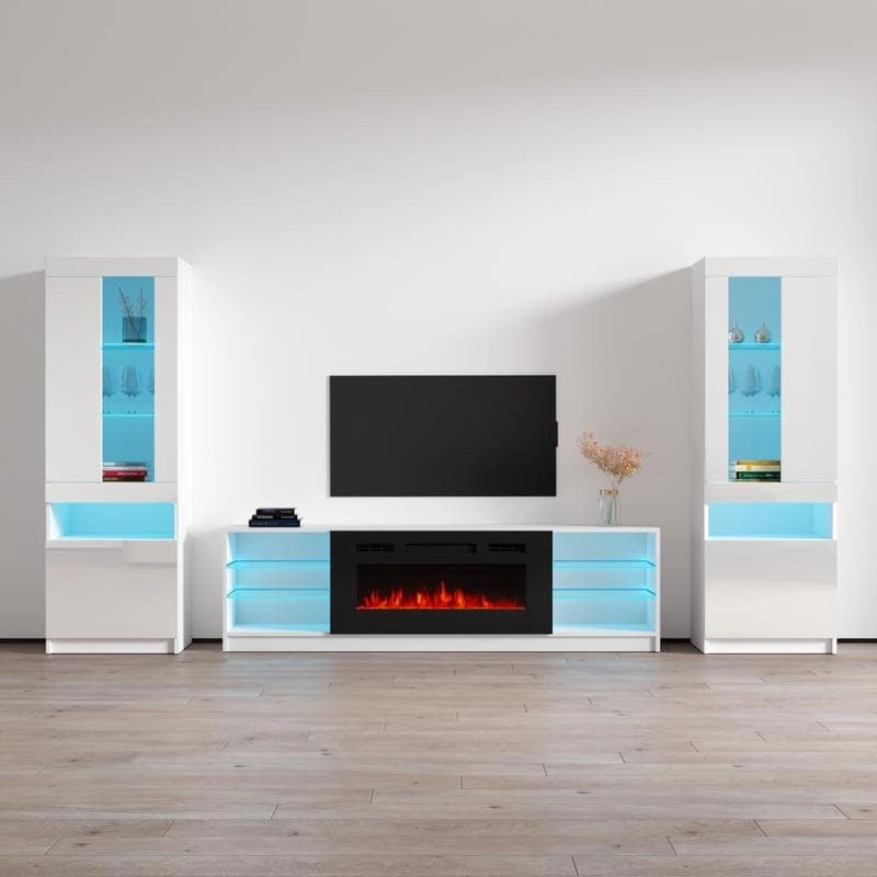 Electric Fireplace Modern Wall Unit Entertainment Center