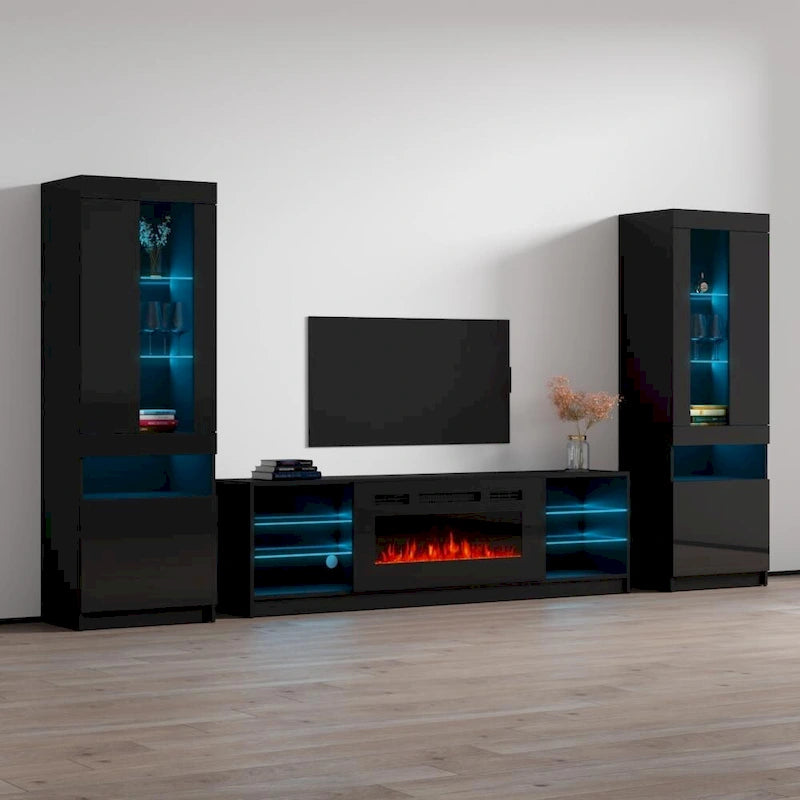 Electric Fireplace Modern Wall Unit Entertainment Center