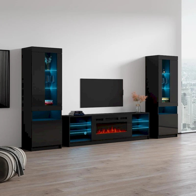 Electric Fireplace Modern Wall Unit Entertainment Center