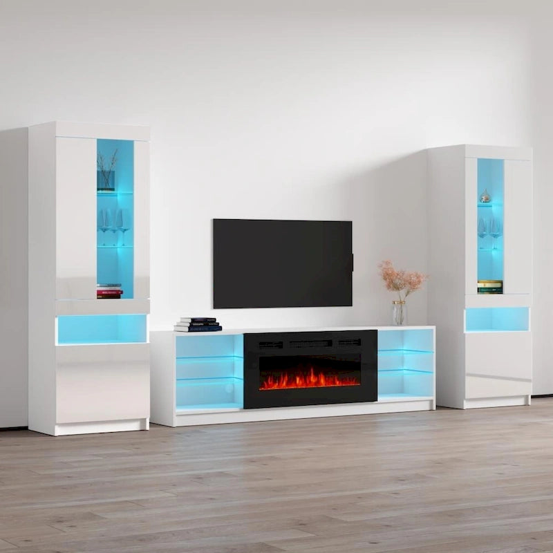 Moderner elektrischer Kamin als Wandeinheit mit Entertainment-Center