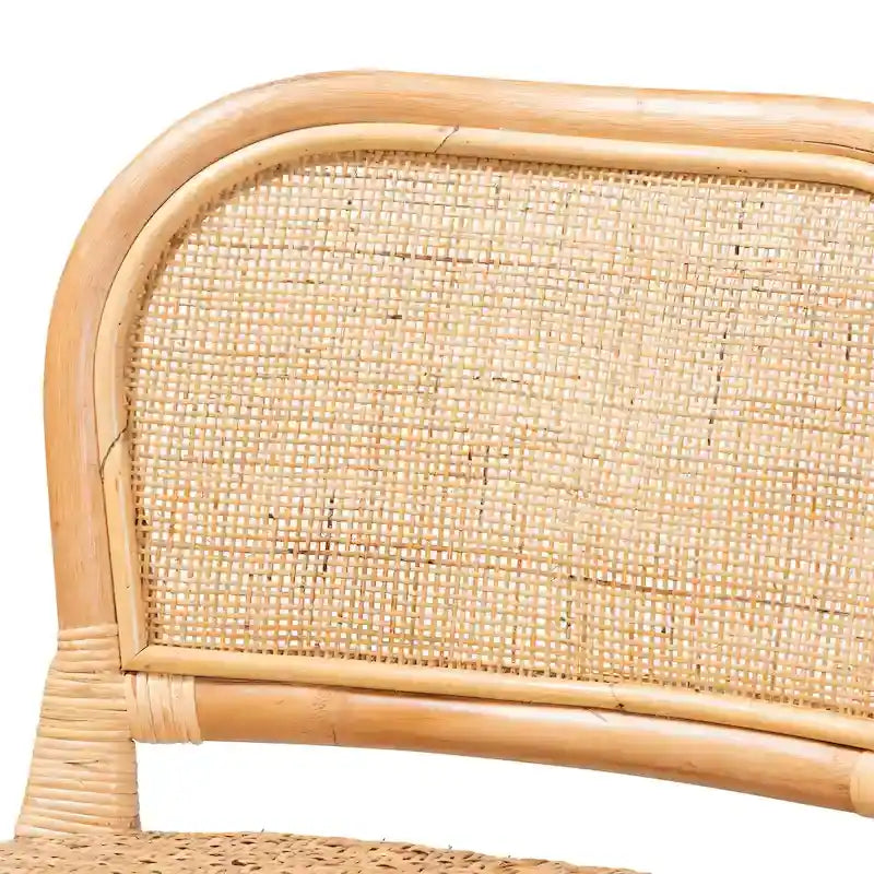 Moderner Boho-Hocker aus natürlichem braunem Rattan