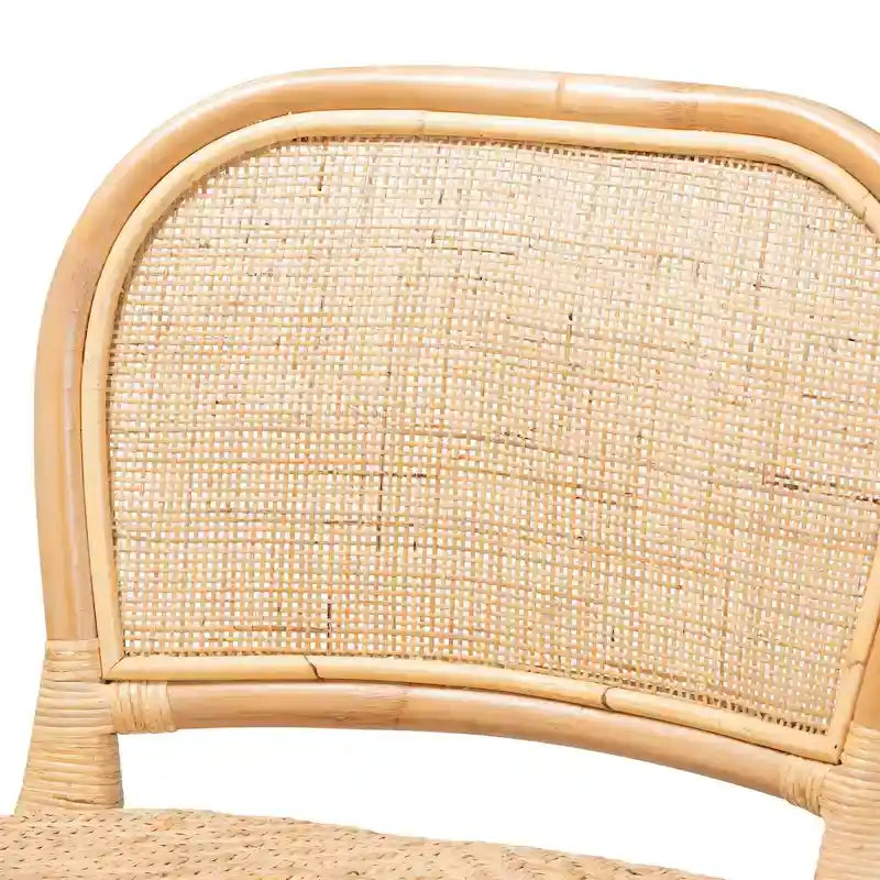 Moderner Boho-Hocker aus natürlichem braunem Rattan