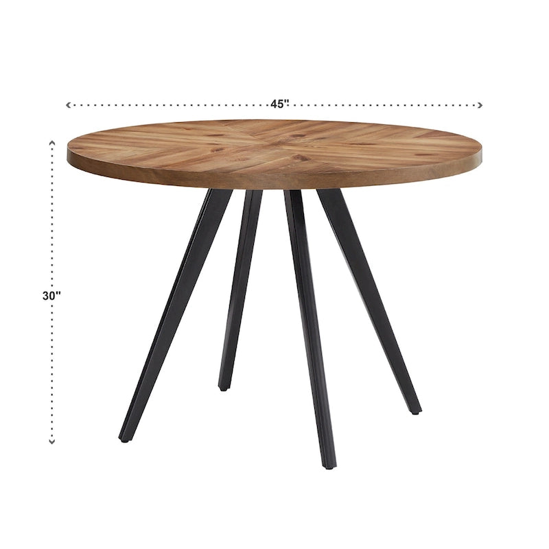 Runder Esstisch mit Eichenplatte und eisengrauem Gestell - Mid-Century-Modern