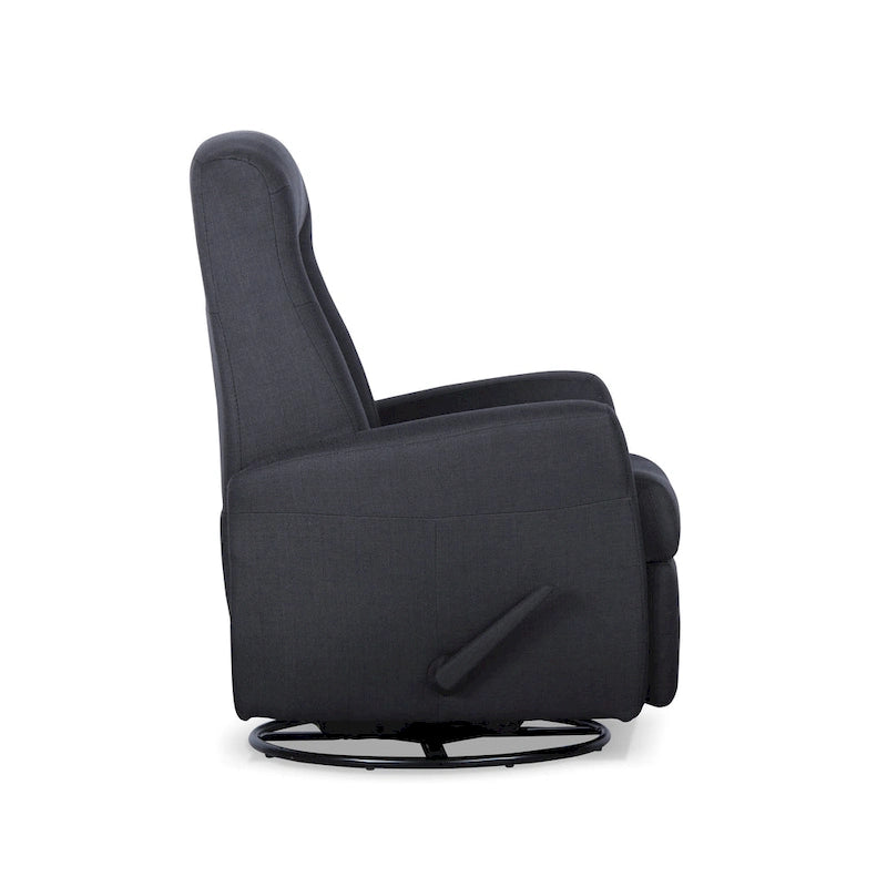 Dark Gray Fabric Swivel Glider Recliner Chair