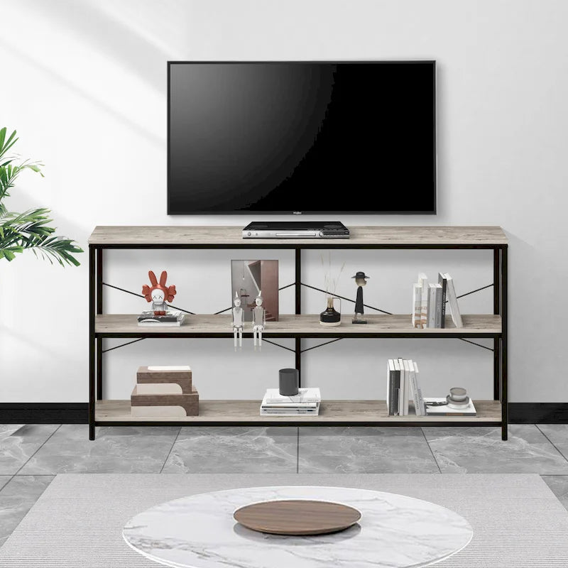 55 Sofa Console Table Narrow Long Console Entryway Table with Storage Shelf TV Stand