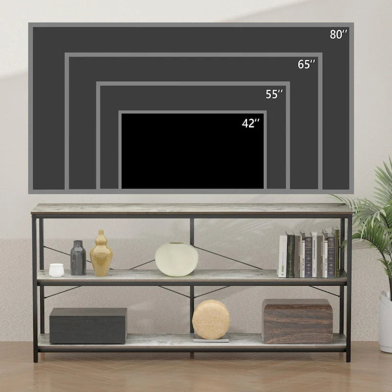55 Sofa Console Table Narrow Long Console Entryway Table with Storage Shelf TV Stand