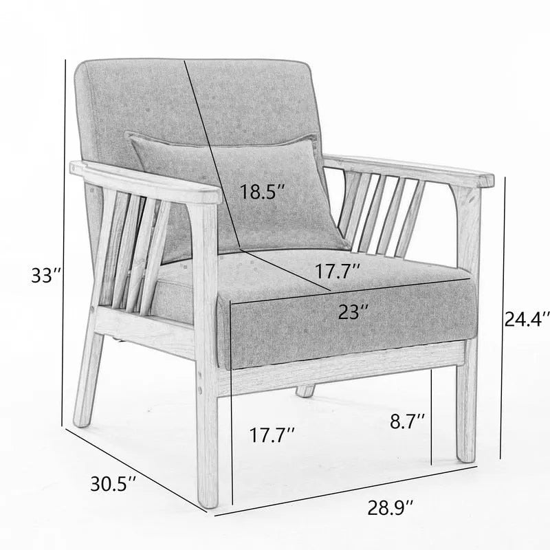 Akzent-Sessel im Mid-Century-Stil aus massivem Holz mit Bouclé-Polsterung und Kissen