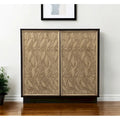 Dunkelbraunes und naturfarbenes Sideboard mit geschnitztem Blumenmuster und zwei Türen