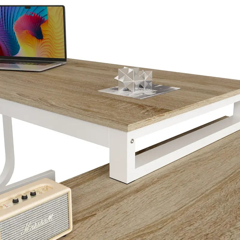 55-inch L-förmiger Büro-Computertisch mit Schubladen, Holz
