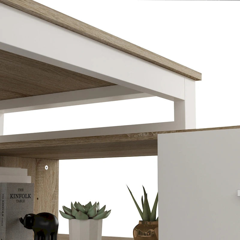 55-inch L-förmiger Büro-Computertisch mit Schubladen, Holz