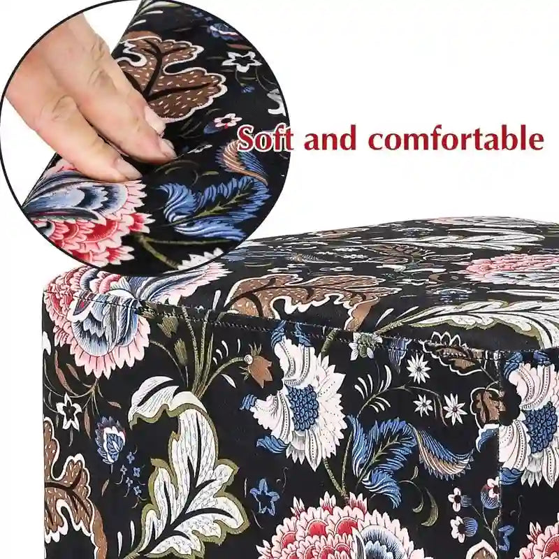 Square Velvet Ottoman Stool with Gold Plating Base