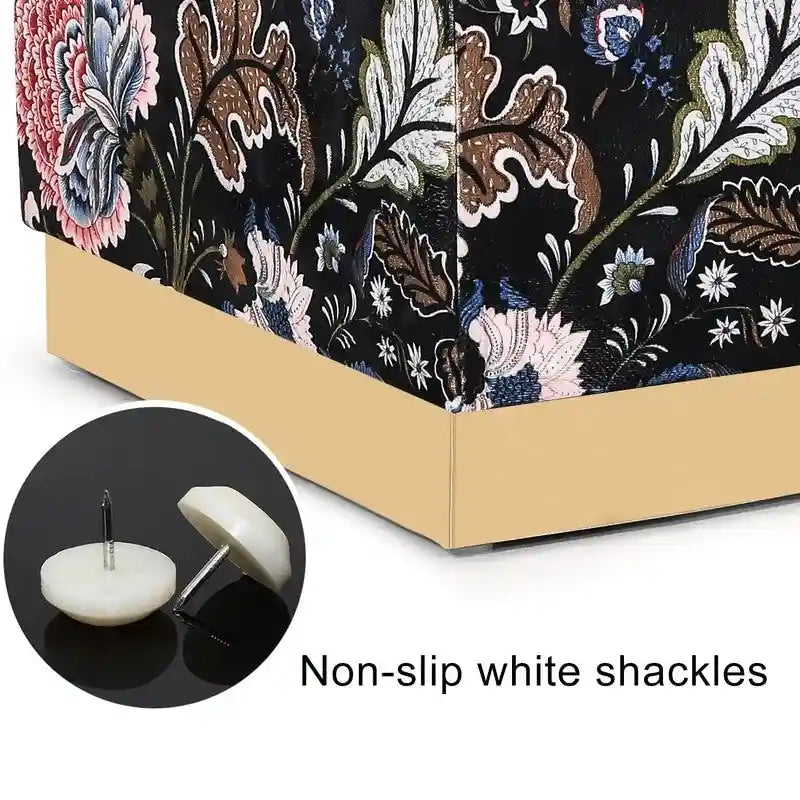 Square Velvet Ottoman Stool with Gold Plating Base
