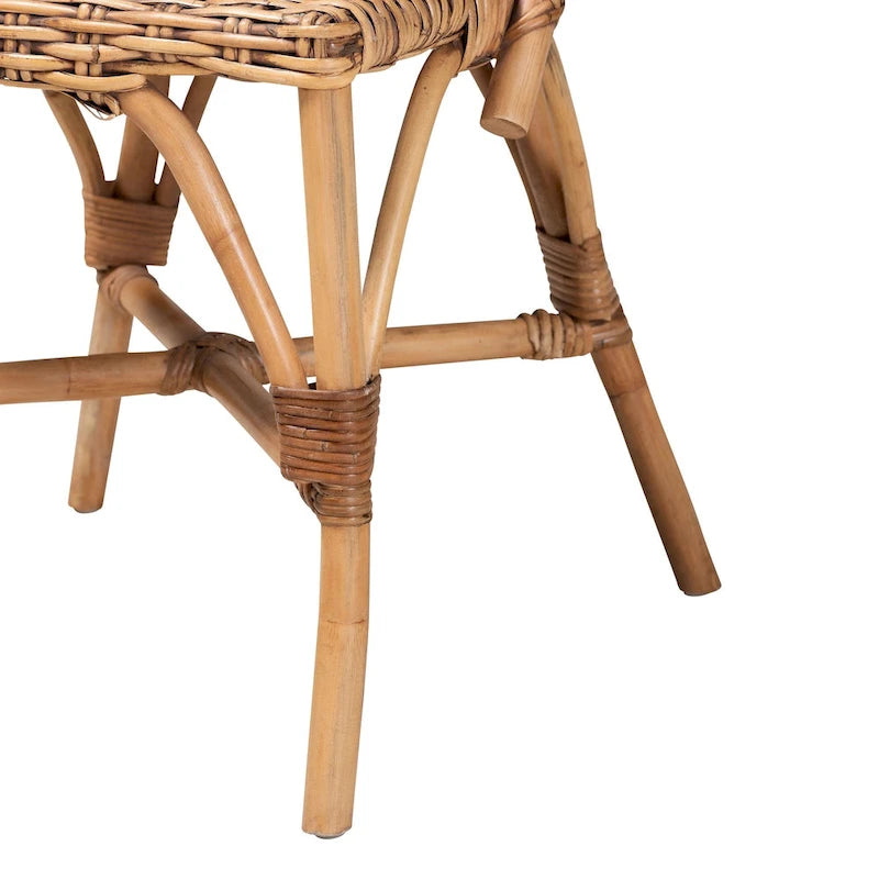 Moderner Boho-Esszimmerstuhl aus natürlichem Rattan