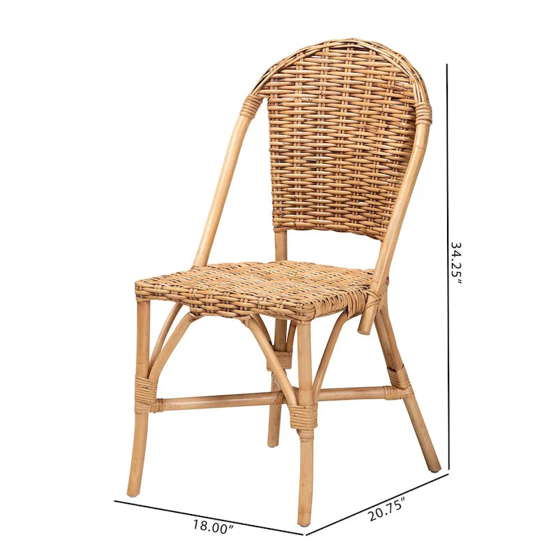 Moderner Boho-Esszimmerstuhl aus natürlichem Rattan