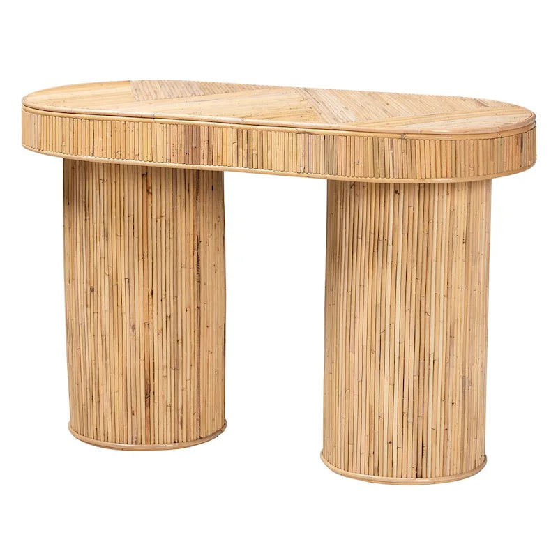 Modern Bohemian Natural Rattan Console Table